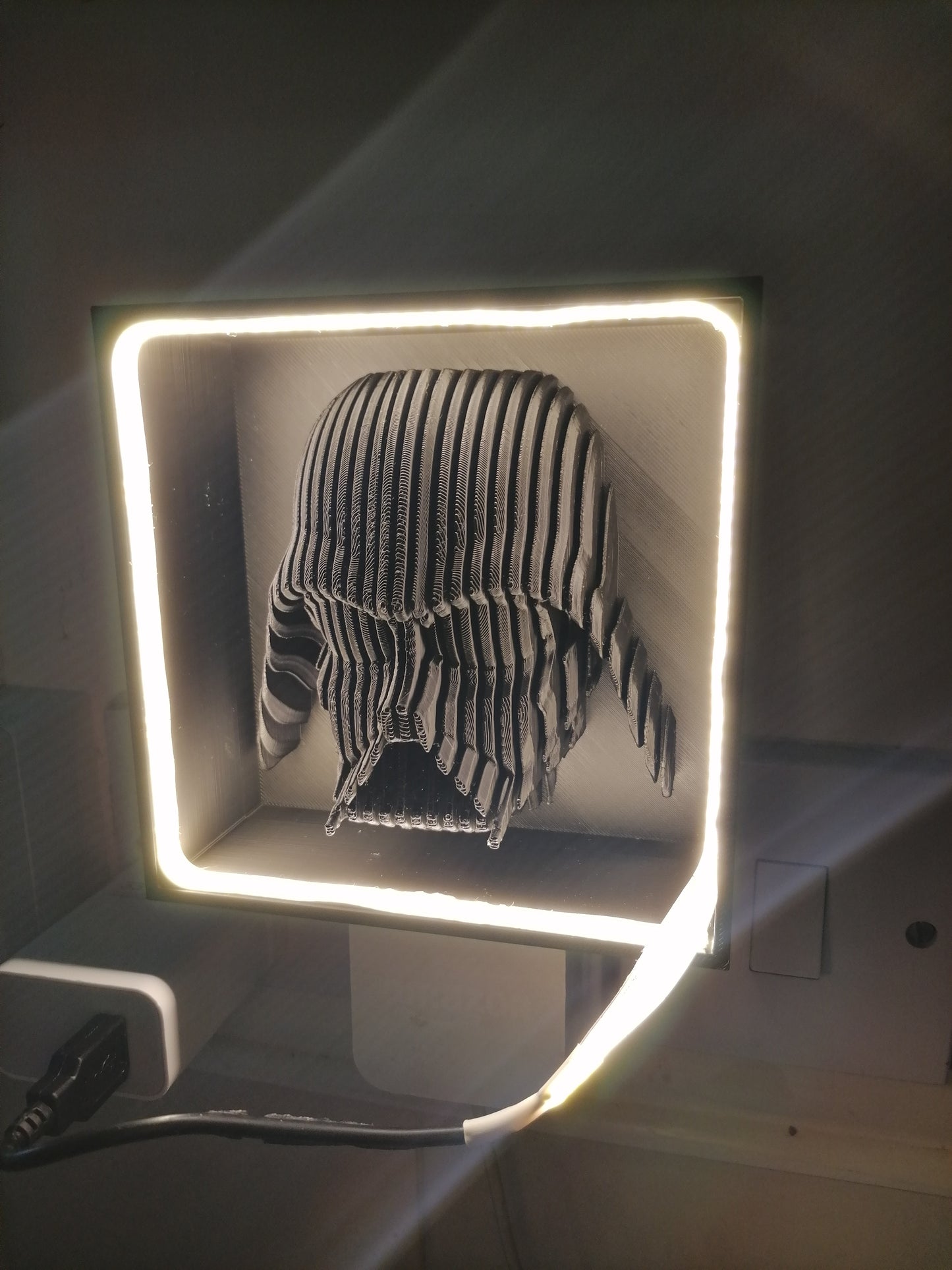 Layered Darth Vader in Frame with Led Lights