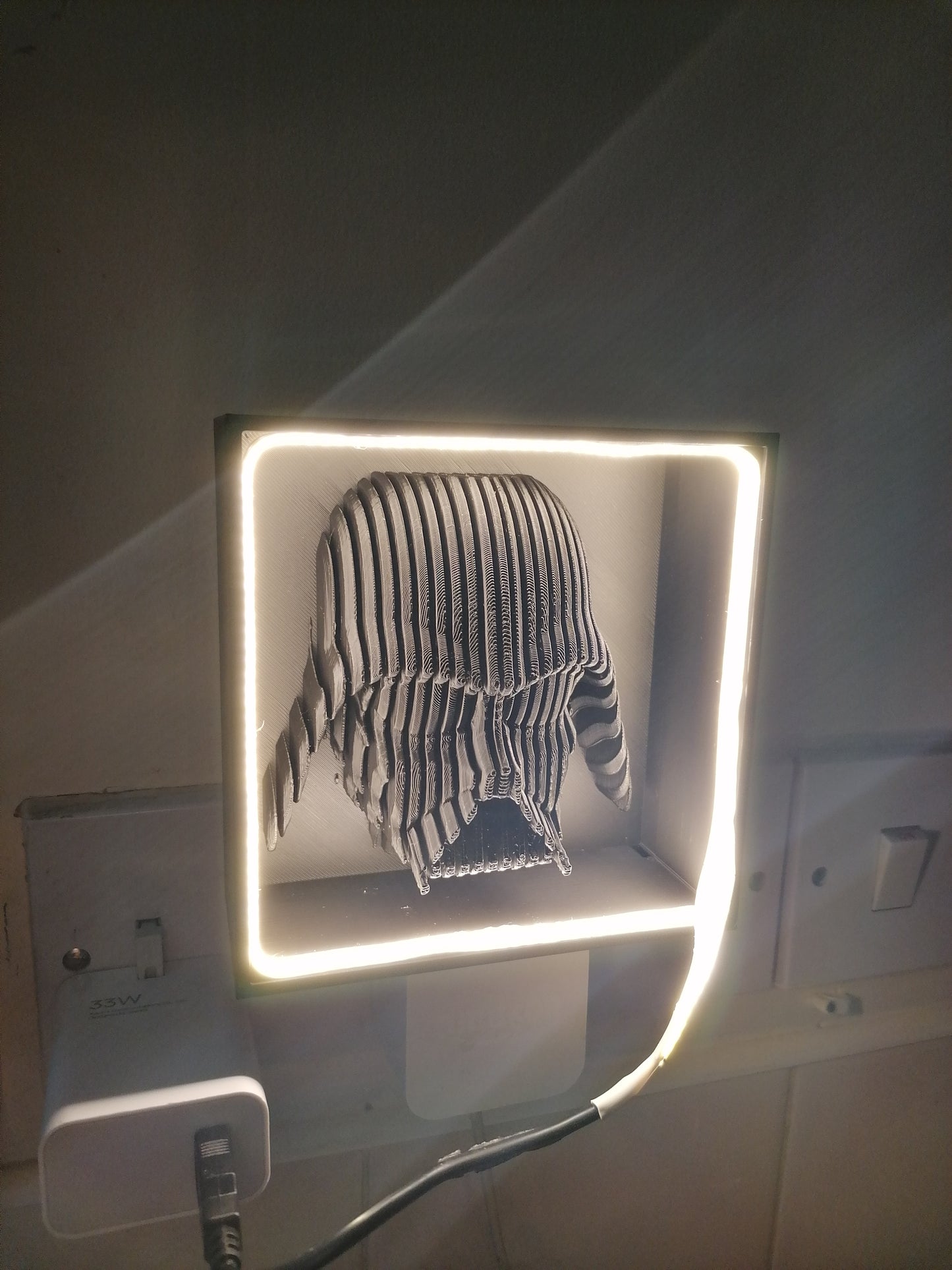 Layered Darth Vader in Frame with Led Lights