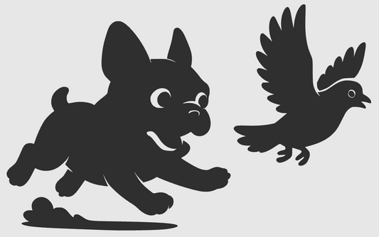 Frenchie Chasing Pigeon Wall Art