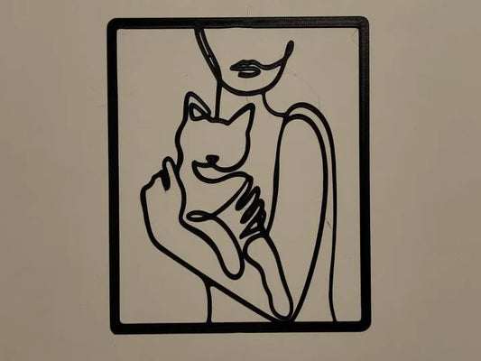 Woman with Cat Wall Art